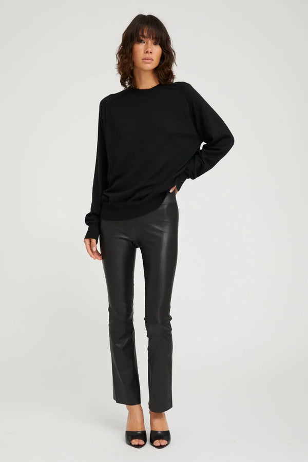 sprwmn Jackie Leather Ankle Flare Black