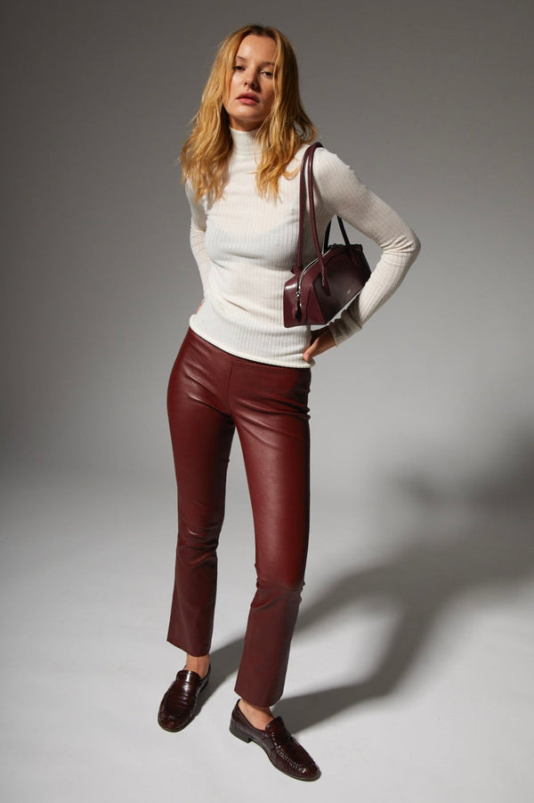 sprwmn Jackie Leather Ankle Flare Pinot