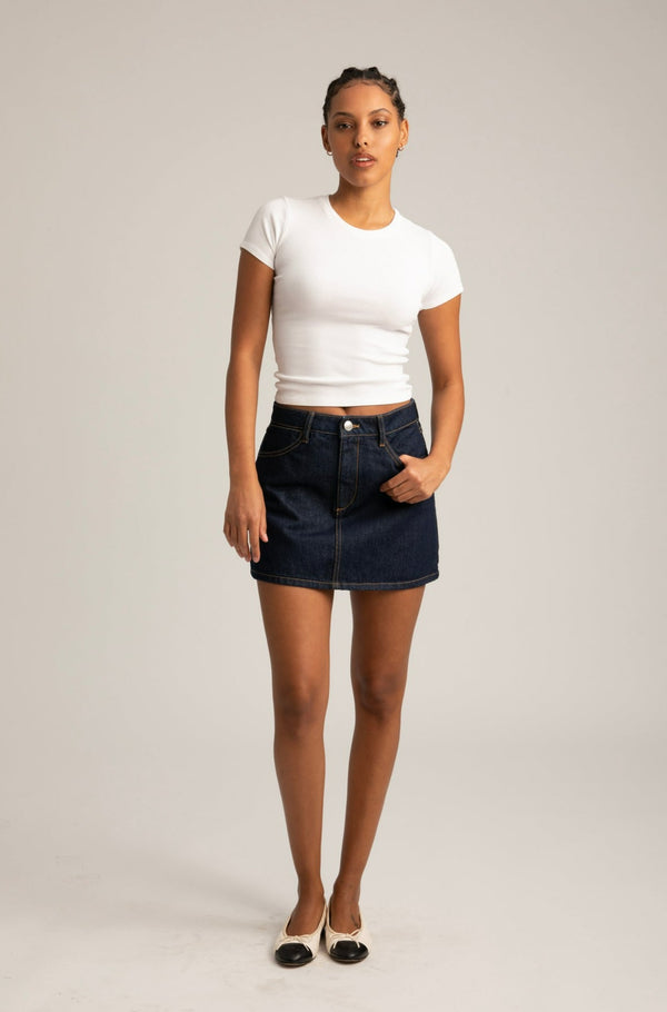 Sprwmn Jane Denim A-Line Mini Skirt Jane