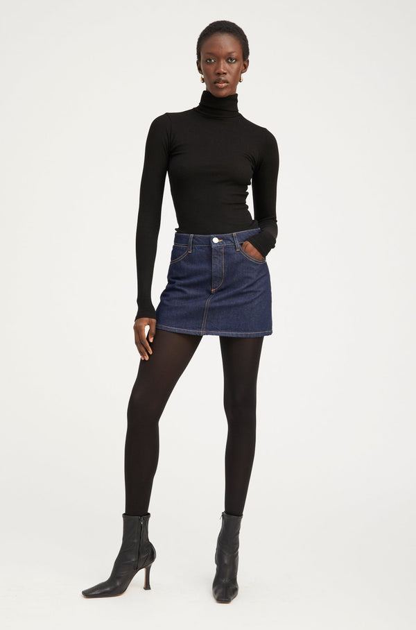 sprwmn Jane Denim A-Line Mini Skirt Jane