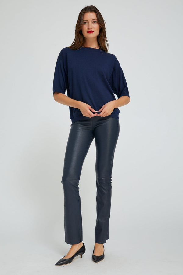 sprwmn Jane Leather Micro Flare Midnight