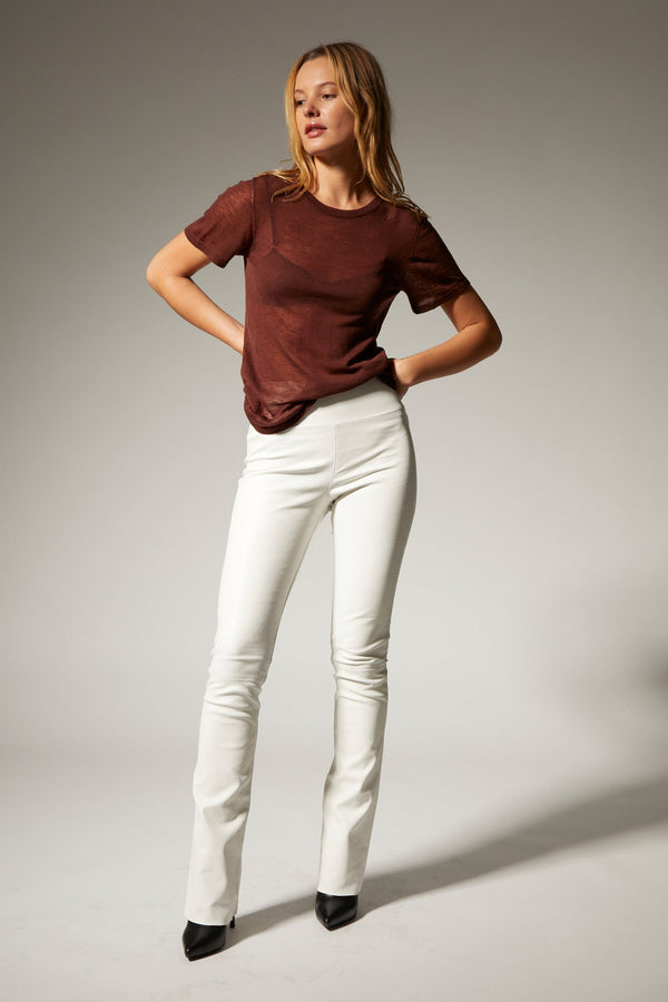 Sprwmn Jane Leather Micro Flare White