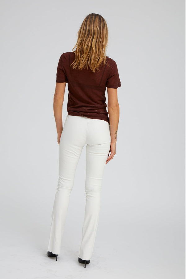 Sprwmn Jane Leather Micro Flare White