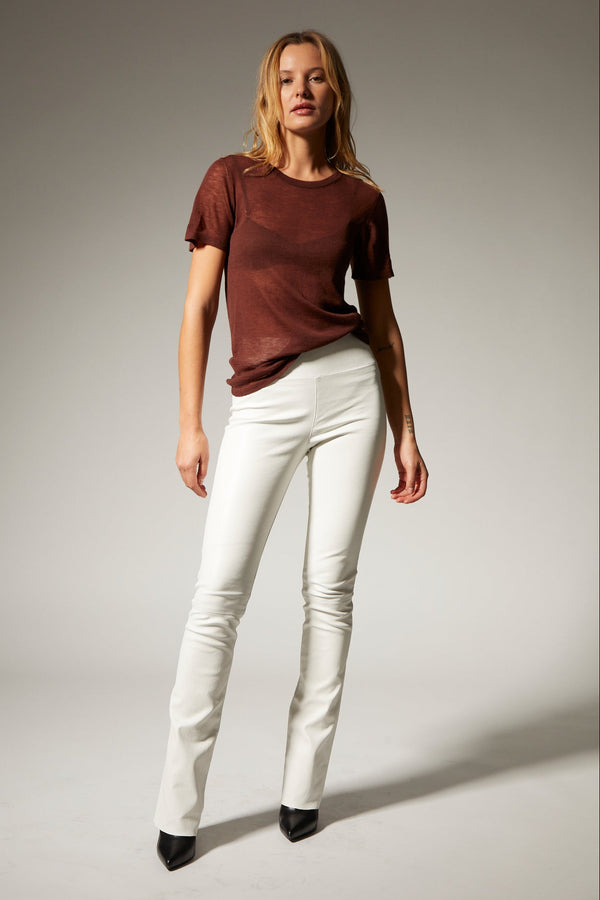 sprwmn Jane Leather Micro Flare White