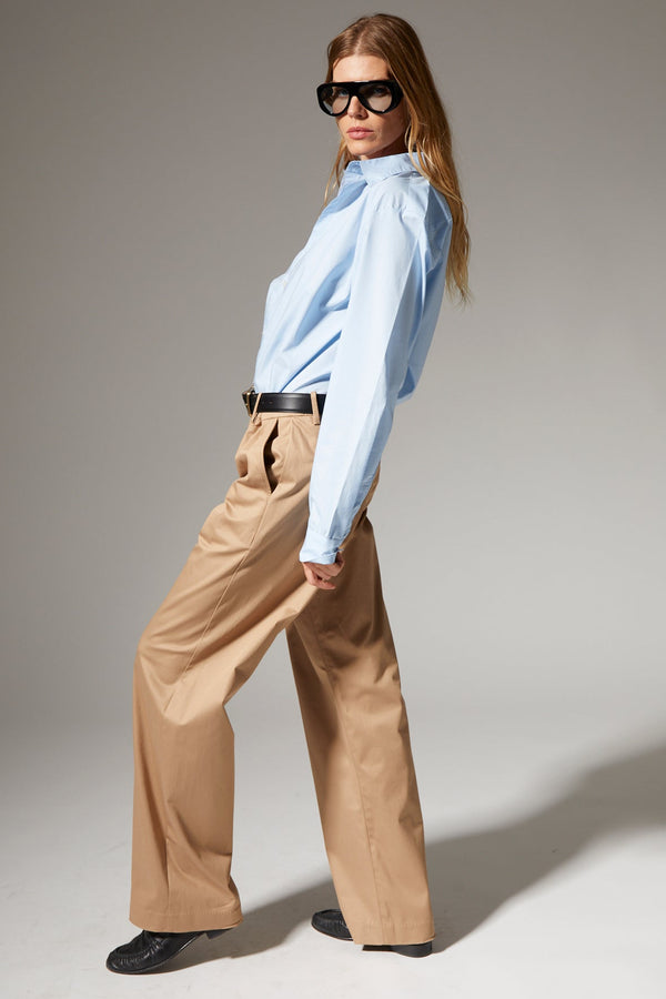 Sprwmn Khaki Straight Leg Trousers KHAKI
