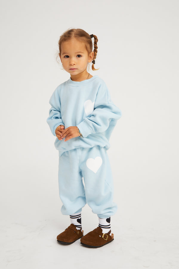 Sprwmn Kids Baby Blue Heart Sweatpants BABY BLUE
