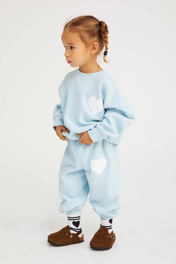 sprwmn Kids Baby Blue Heart Sweatpants BABY BLUE