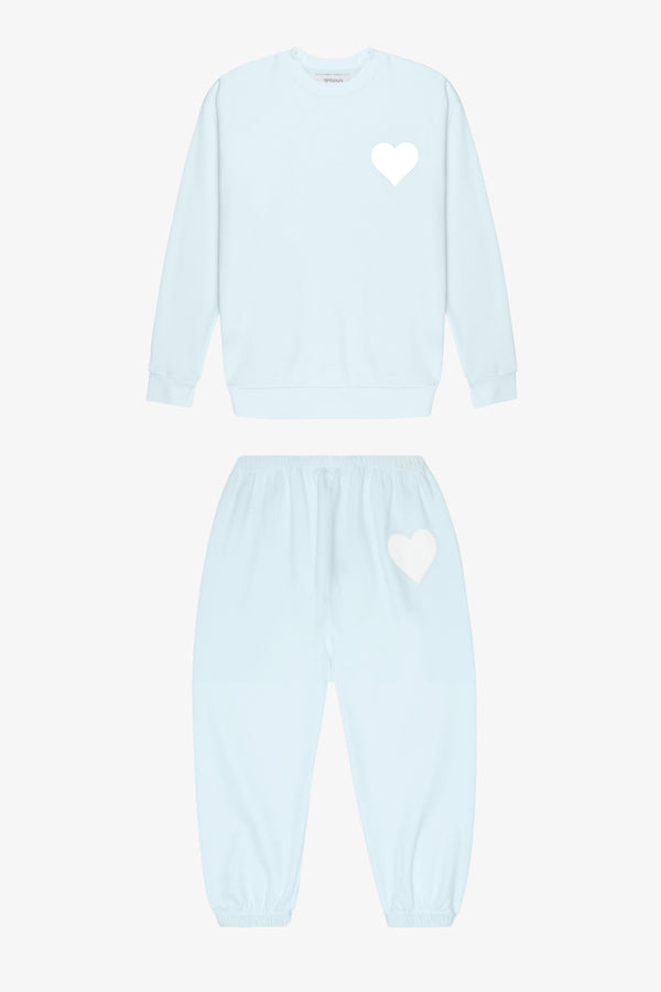 Sprwmn Kids Baby Blue Heart Sweatshirt BABY BLUE