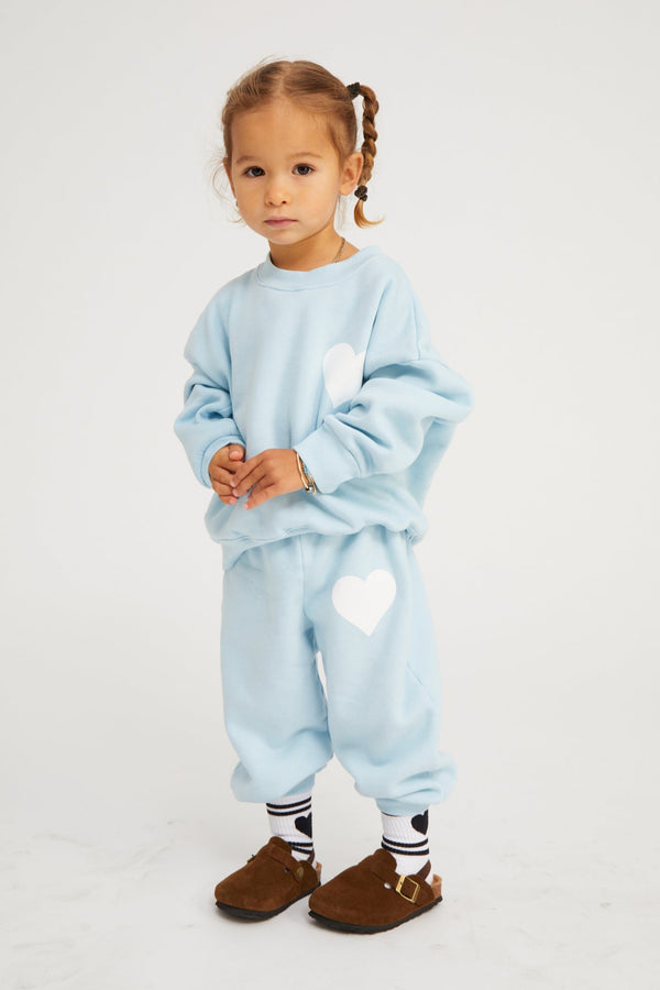 sprwmn Kids Baby Blue Heart Sweatshirt BABY BLUE
