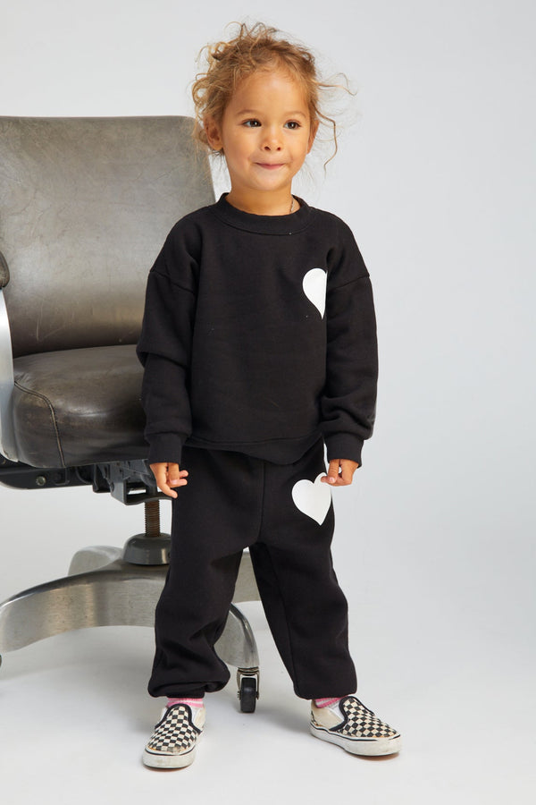 Sprwmn Kids Black Heart Sweatshirt BLACK