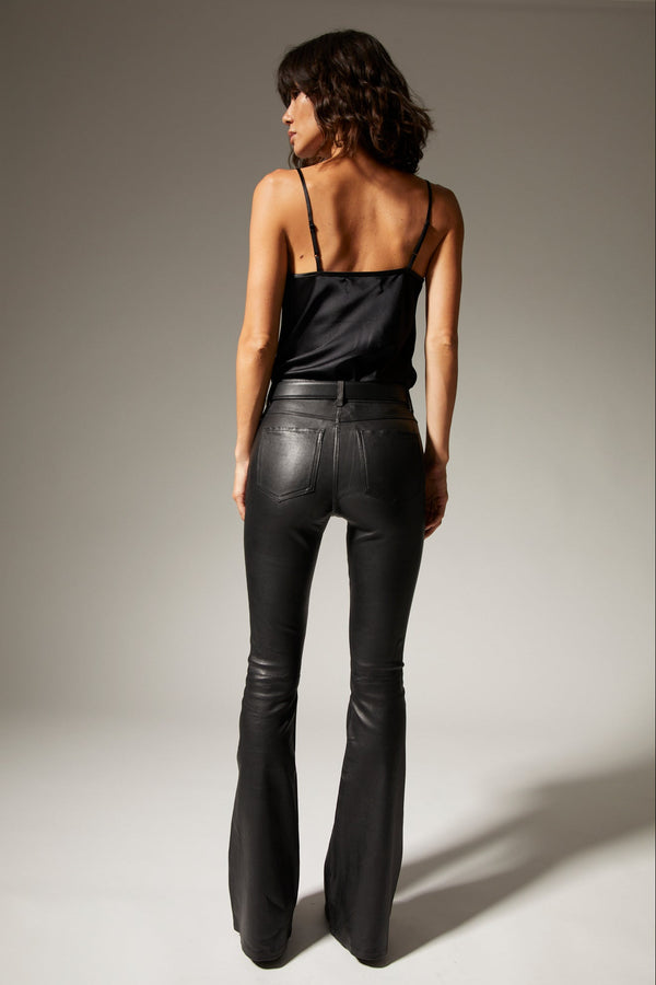 Sprwmn Leather 5 Pocket Micro Flare Black