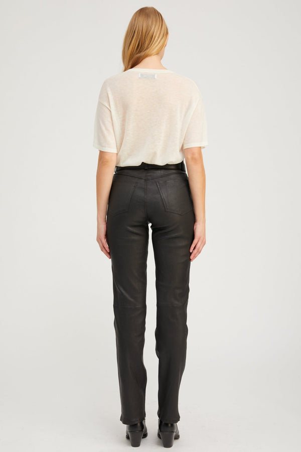 Sprwmn Leather 5 Pocket Slim Straight Black