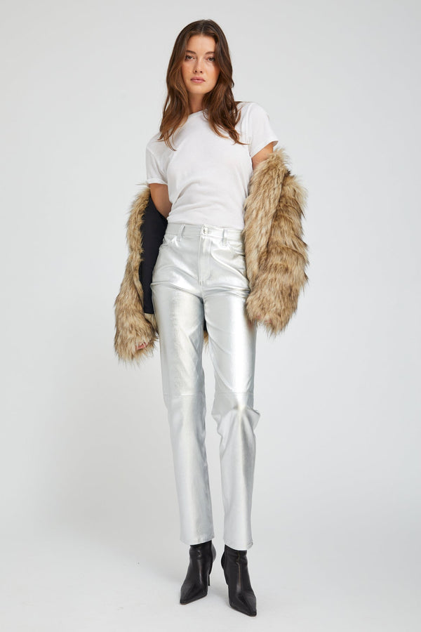 sprwmn Leather 5 Pocket Slim Straight SILVER