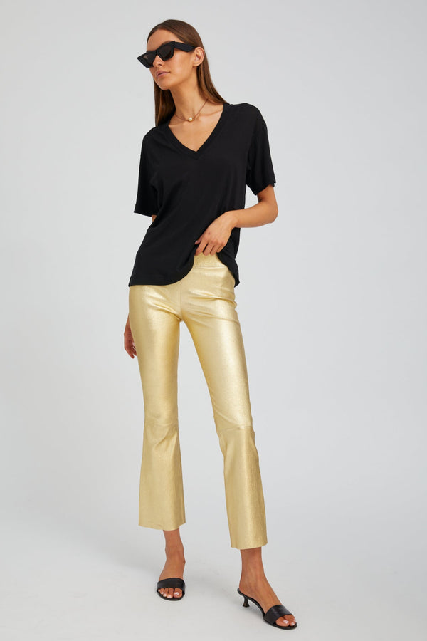 sprwmn Leather Ankle Flare Gold