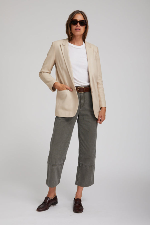 Sprwmn Leather Blazer Off White