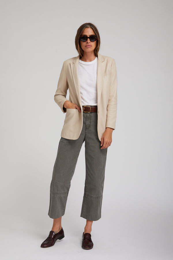 Sprwmn Leather Blazer Off White