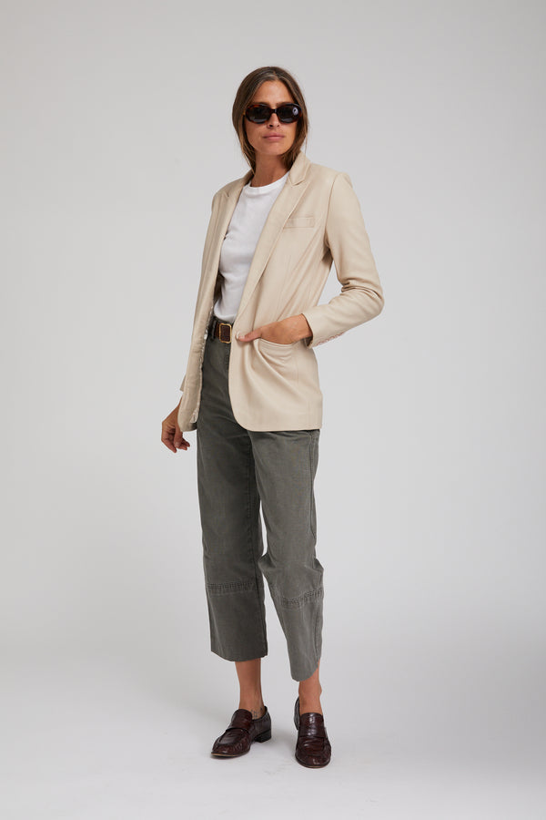 Sprwmn Leather Blazer Off White