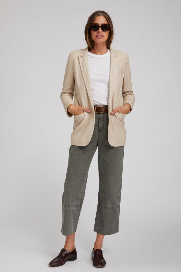 sprwmn Leather Blazer Off White