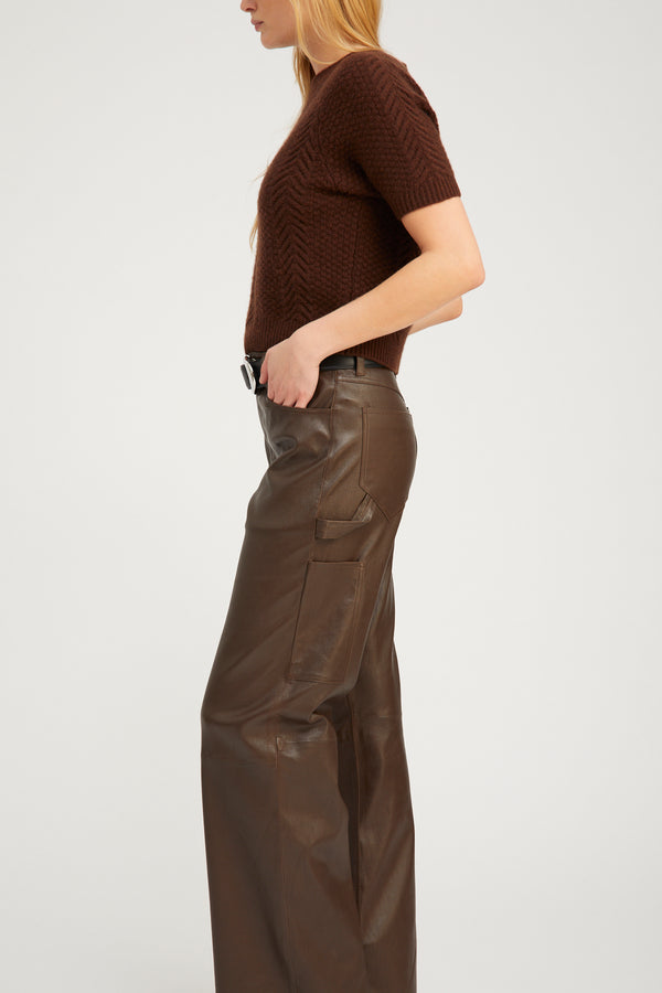 Sprwmn Leather Carpenter Pants AMERICANO