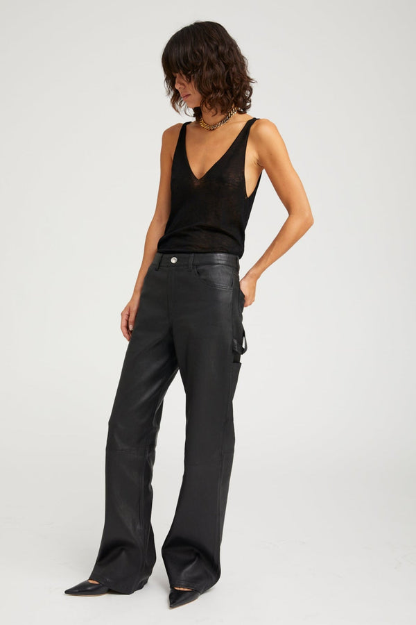 Sprwmn Leather Carpenter Pants Black