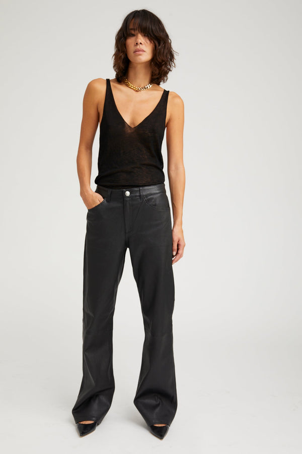 sprwmn Leather Carpenter Pants Black