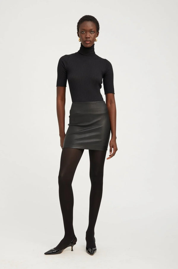 sprwmn Leather Classic Mini Skirt Black