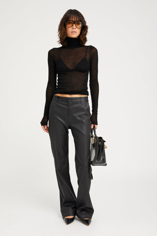 Sprwmn Leather Classic Trousers Black