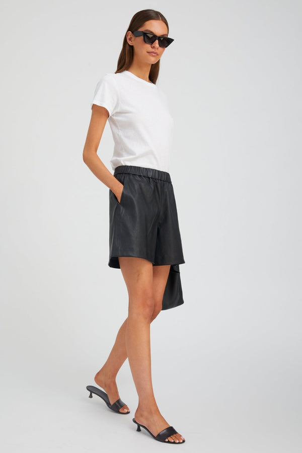 Sprwmn Leather Culotte Shorts Black