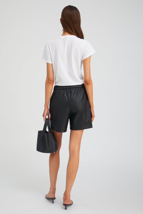 Sprwmn Leather Culotte Shorts Black