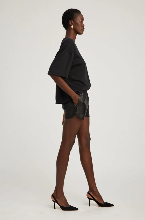 Sprwmn Leather Slip Shorts Black