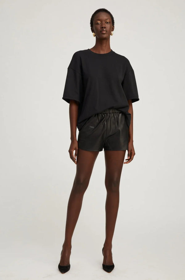 sprwmn Leather Slip Shorts Black