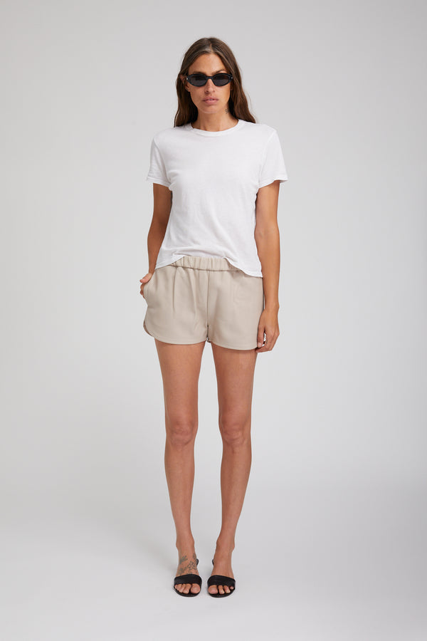 Sprwmn Leather Slip Shorts Off White