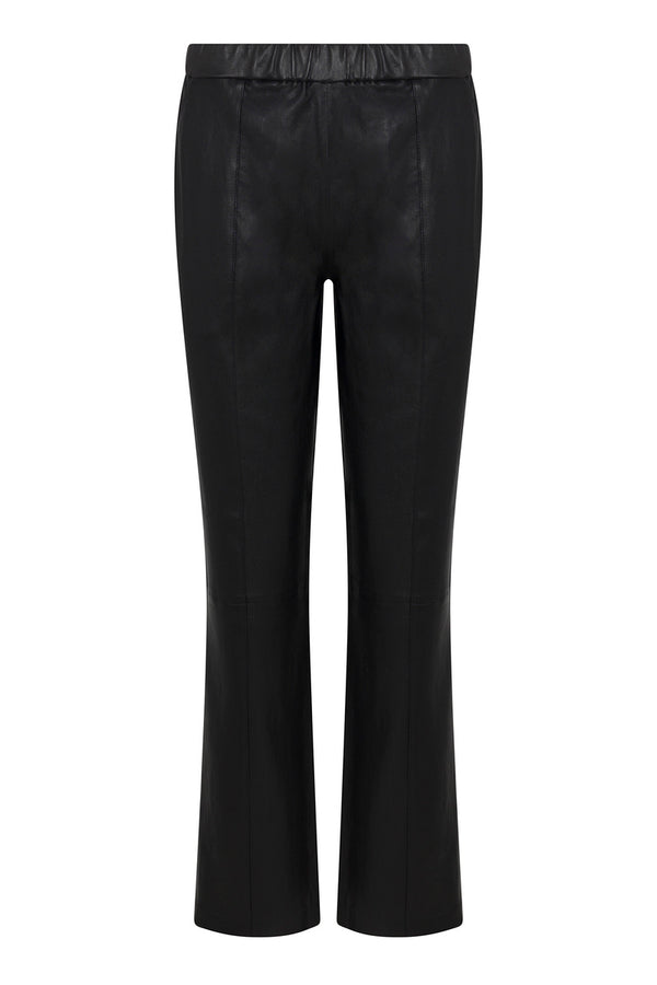 Sprwmn Leather Sophia Pintuck Joggers Black