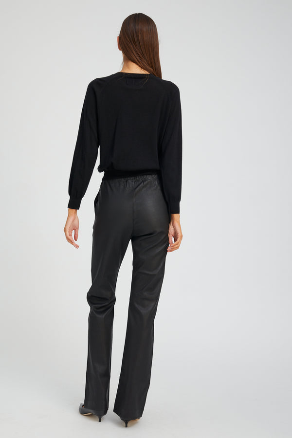 Sprwmn Leather Straight Leg Pants Black