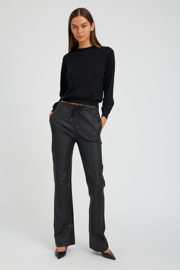 sprwmn Leather Straight Leg Pants Black
