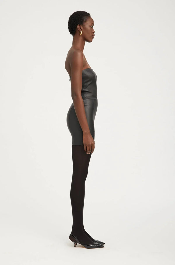 Sprwmn Leather Strapless Dress Black