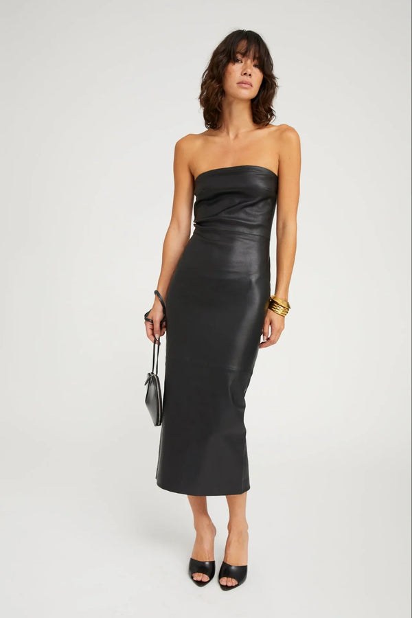 Sprwmn Leather Tube Dress Black