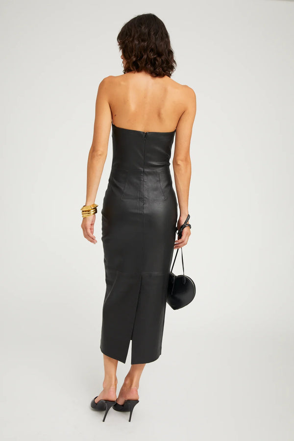 Sprwmn Leather Tube Dress Black