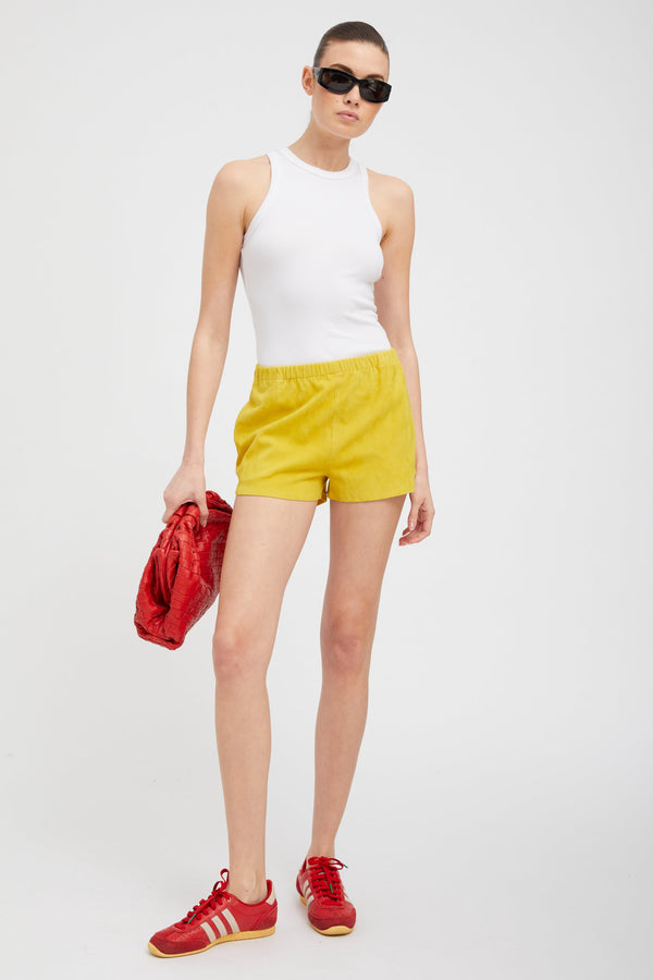 sprwmn Limoncello Suede Slip Shorts Limoncello