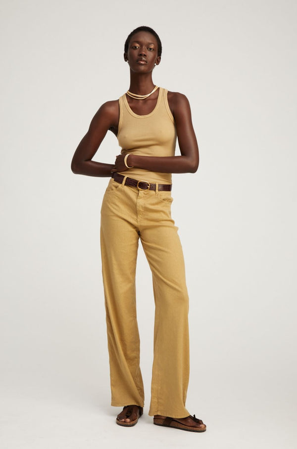 Sprwmn Linen 5 Pocket Wide Leg Pants