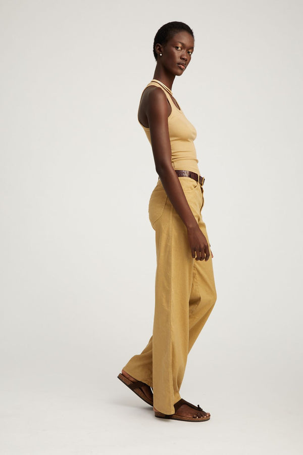 Sprwmn Linen 5 Pocket Wide Leg Pants
