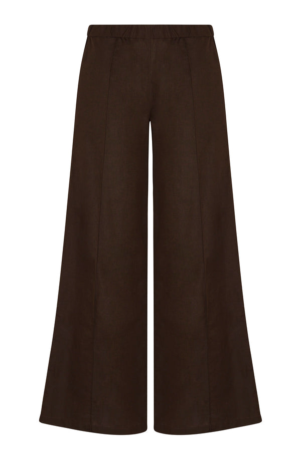 Sprwmn Linen Wide Leg Pintuck Trousers Americano