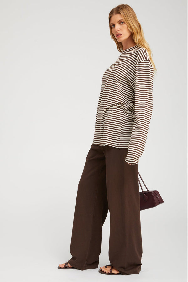 Sprwmn Long Sleeve Oversized Tee AMERICANO STRIPE