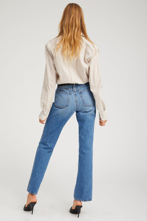 Sprwmn Mara Button Down TAN STRIPES