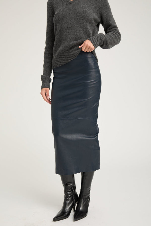 Sprwmn Midnight Leather Tube Skirt Midnight