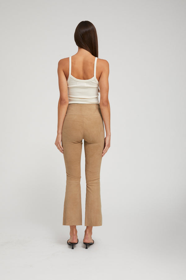 Sprwmn Mushroom Suede Crop Flare Mushroom
