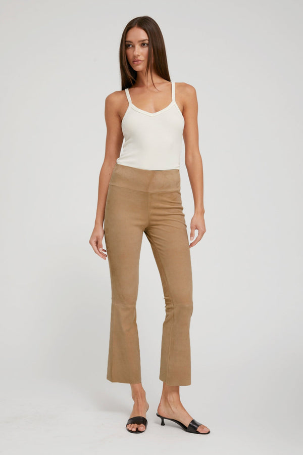 sprwmn Mushroom Suede Crop Flare Mushroom