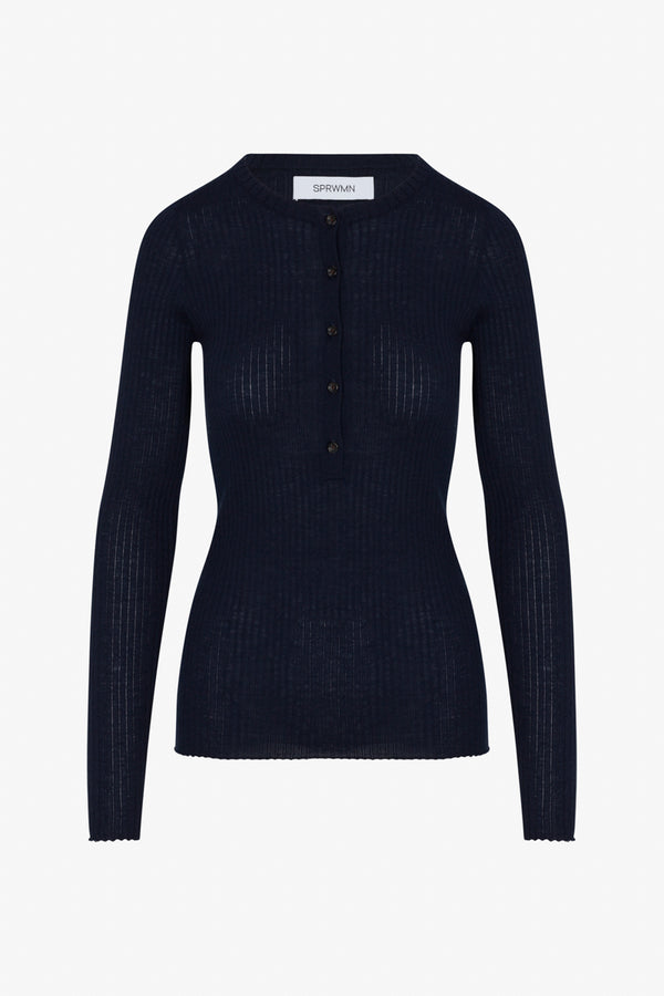 Sprwmn Navy Cashmere Henley NAVY