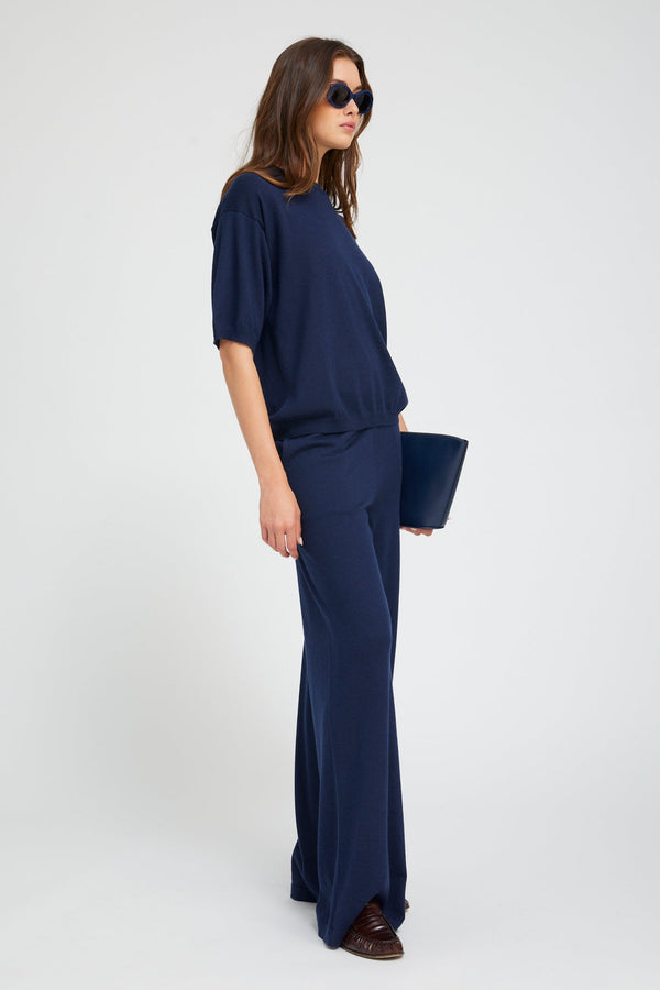 Sprwmn Navy Cashmere Wide Leg Pants NAVY