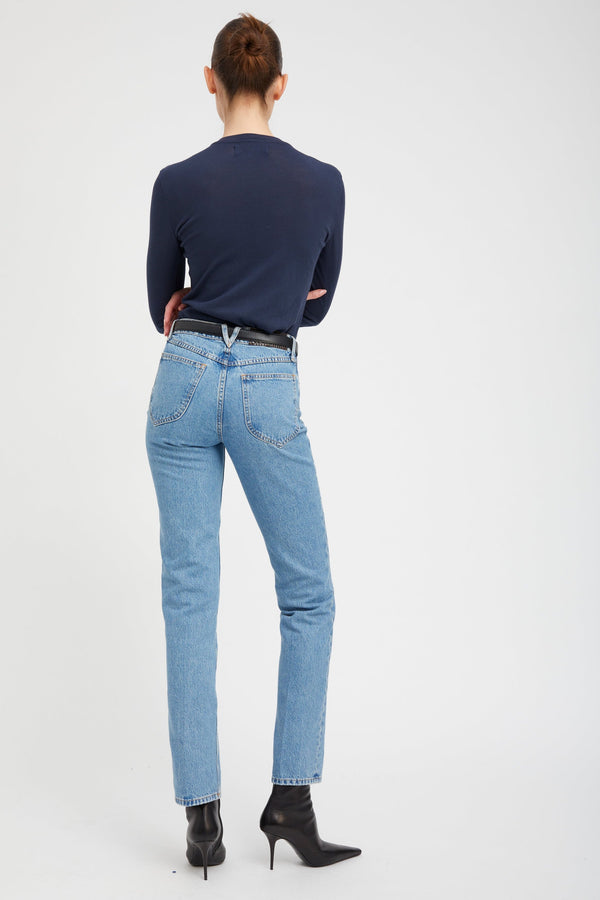 Sprwmn Navy Cotton Long Sleeve Baby Tee Navy